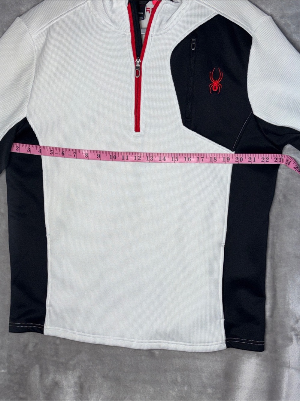 Spyder Men’s White Zip-Up Pullover with Black Panels and Red Accents Size L - Picture 6 of 9